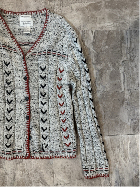 Christopher & Banks Sweaters - VTG Christopher & Banks Sweater Cardigan Medium Hand Embroidered Red & Black